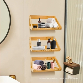 Szilárdfa falra szerelhető tárolópolc – többfunkciós, egyszintes, csavaros rögzítés, letisztult modern dizájn