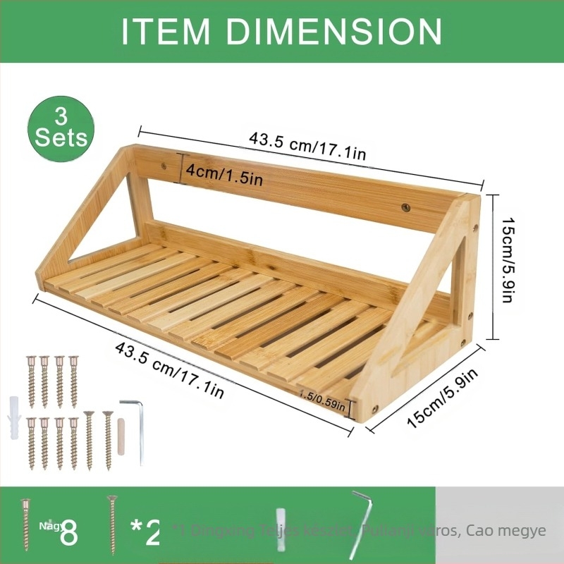 Szilárdfa falra szerelhető tárolópolc – többfunkciós, egyszintes, csavaros rögzítés, letisztult modern dizájn