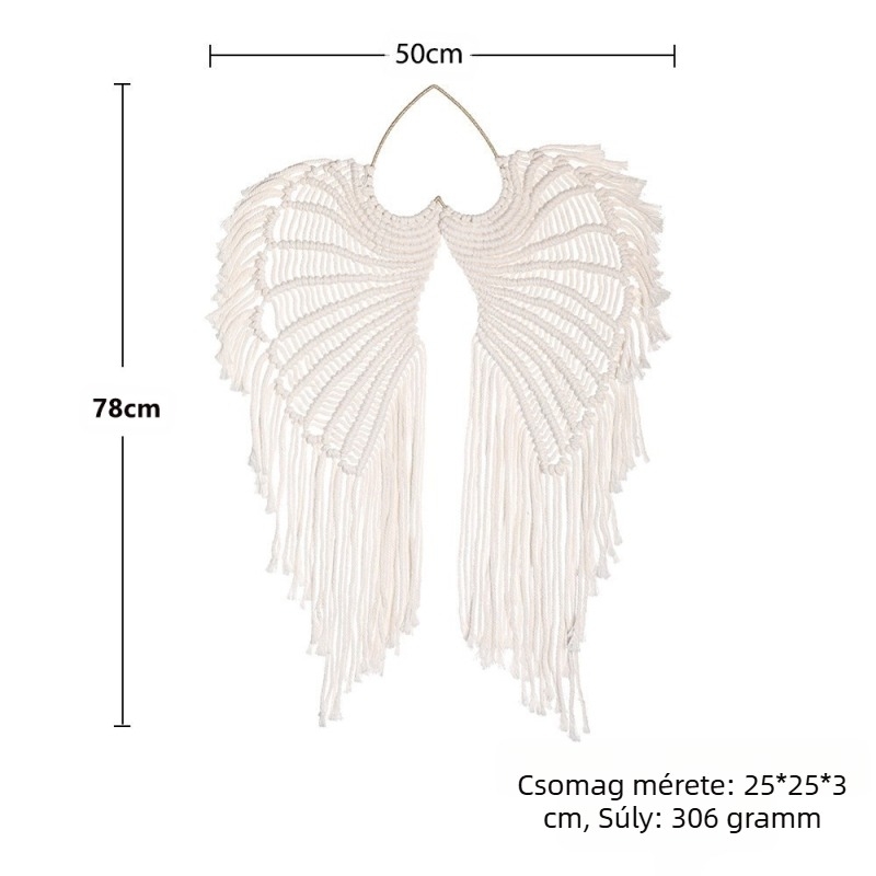 Fali dísz - kézzel szőtt angyalszárnyak pamutszálakból, pásztor stílusú falidísz, Yiwu gyártású
