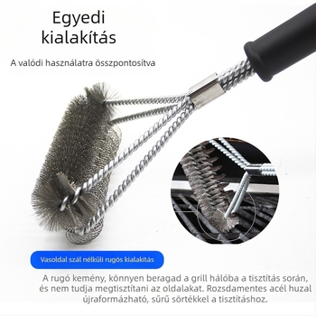 Kétfunkciós grillsütő tisztító ecset acélhuzal és rugó sörtével, PP markolat, 50 darabos csomag