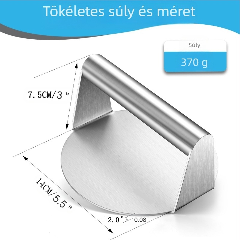 Húsprés szilikon markolattal, kör alakú kialakítású, 304 rozsdamentes acélból (húsprés; konyhai eszköz; testreszabás elérhető)