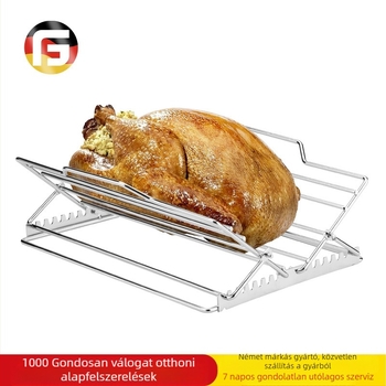 Rozsdamentes acél állítható grillrács sütőhöz, összecsukható, hordozható, négyzetes