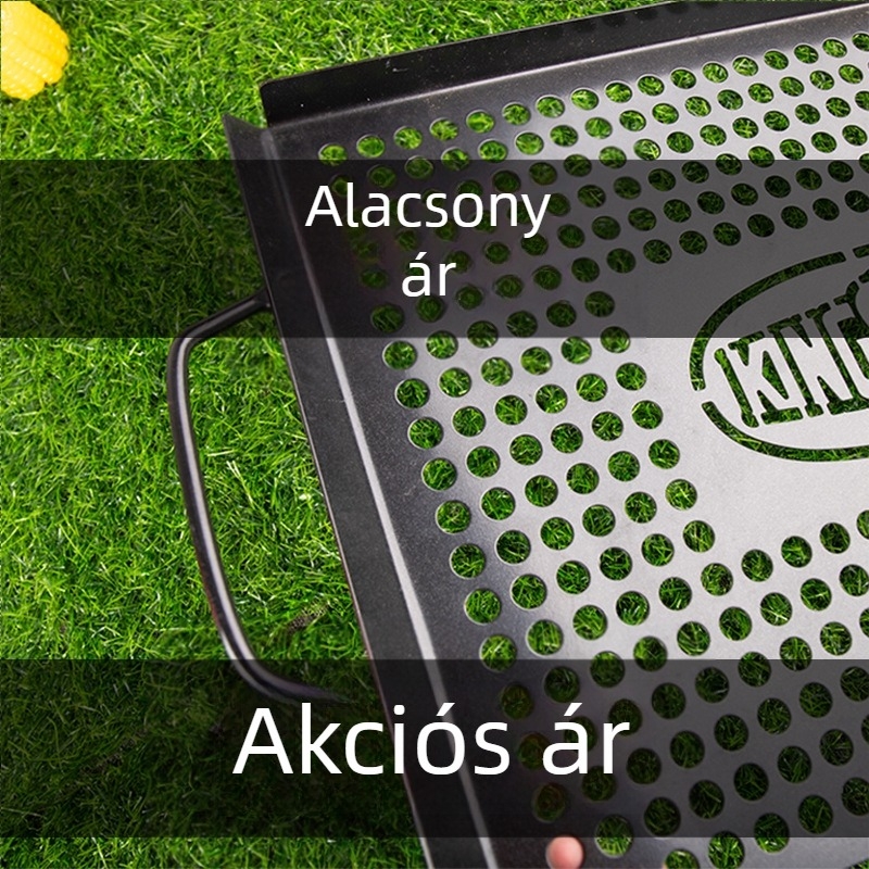 Vasból készült négyszögletes grillsütő serpenyő, tapadásmentes, 0,93 kg; gyártás hideg hengerléssel és nyújtással