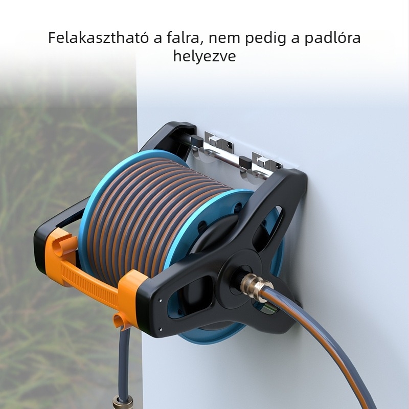 Falihoz szerelhető kertészeti tömlő tartó galvanizált fémkerettel; Tömeg: 25; Anyag: galvanizált