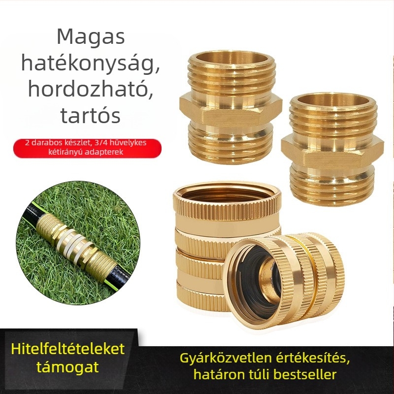 Sárgarézből készült kerti slag adapter hím- és női gyorskapcsolócsatlakozókkal