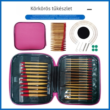 Leválasztható körkötő tűkészlet karbonizált bambuszból, DIY horgolós készlet, 50 darab, testreszabás elérhető