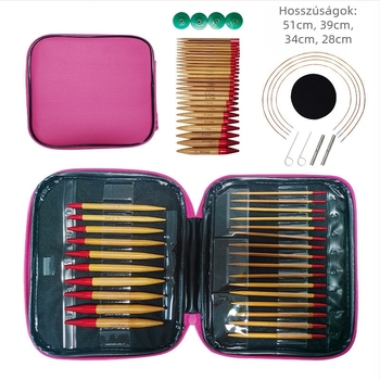 Leválasztható körkötő tűkészlet karbonizált bambuszból, DIY horgolós készlet, 50 darab, testreszabás elérhető