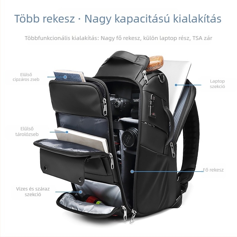 Outwalk kamera hátizsák – vízálló, lopás elleni védelem, kopásálló Oxford anyag, ívelt vállpánt, DSLR és tükör nélküli kamerákhoz