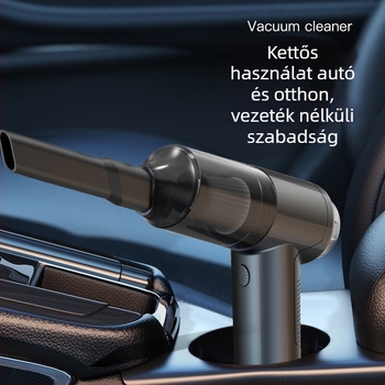 Autóba illeszthető hordozható porszívó vezeték nélküli töltéssel, 9000 Pa szívóerő, 35W, 7.4V