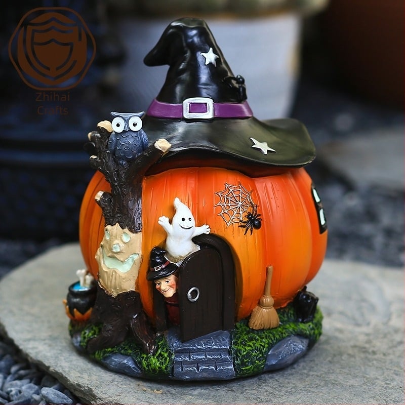 Tök ház dísz – gyanta kézműves, All Saints stílus, Halloween ajándék