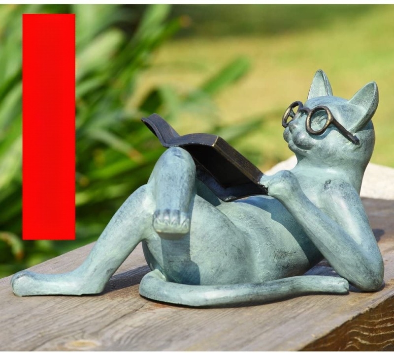 Gyanta macska olvasó szobor – kert- és otthoni dekoráció