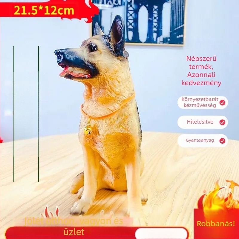 Élethű német juhász figura, modern nappali és előszoba dekorációhoz, kedves dísz, gyanta anyagból, Shenyide márka, pastoreális stílus