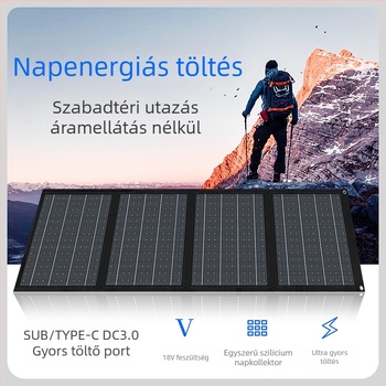 Összecsukható kültéri napelemes panel 40W, USB gyors töltés, 5V kimenet