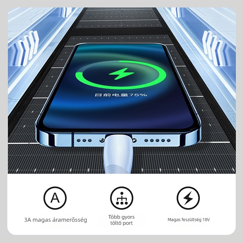 Összecsukható kültéri napelemes panel 40W, USB gyors töltés, 5V kimenet