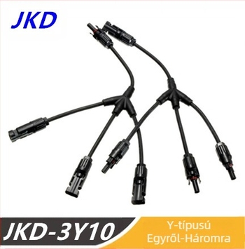MC4 Y-típusú négyirányú vízálló csatlakozó párhuzamos napelemekhez, JKD-3Y1, adapter 2–az–1