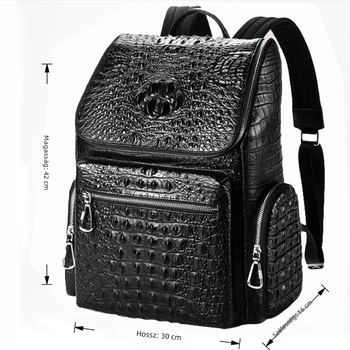 Uniszex valódi bőrből készült laptop hátizsák, 20–35L kapacitás, kompatibil 15 hüvelykes laptophoz, ívelt vállpánt, üzleti utazási stílus