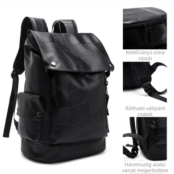 Férfi PU laptop hátizsák üzleti utazáshoz, kapacitás 20-35L, légpárnás vállpánt, poliészter bélés, terheléscsökkentő kialakítás