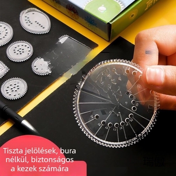 Gyerekeknek készült vonalzó készlet rajz sablonokkal, műanyag, modell 65448, kód 5dygpbkk