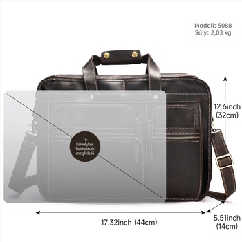 Valódi bőrből készült üzleti táska, felső réteg marha bőréből, kopásálló, bélés poliészter-pamut