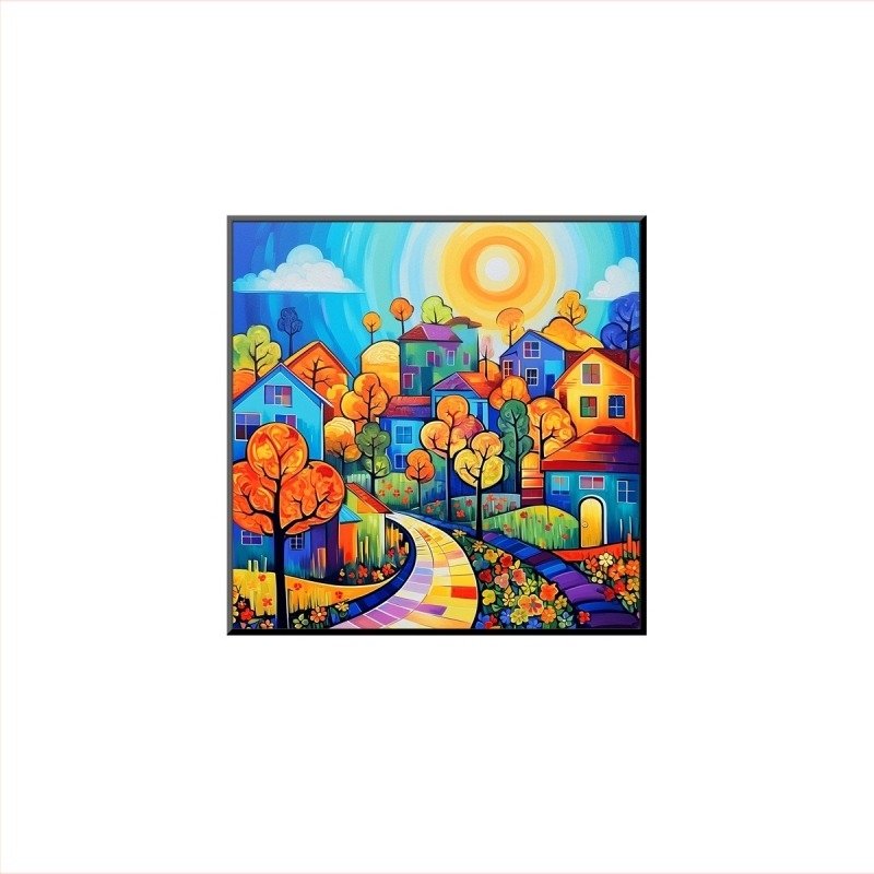 Keresztszemes Készlet: Utcai Tájkép, Pamutvászon, 9CT, Modern Minimalista Stílus