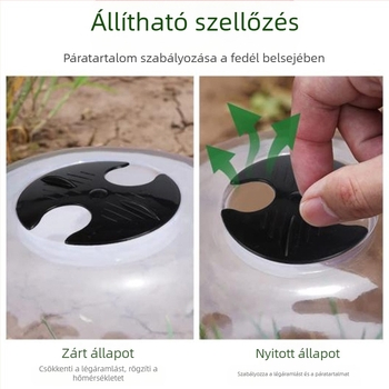 Átlátszó műanyag palánta takaró kerti izolációval, 26×21 cm (talajszeggel együtt)