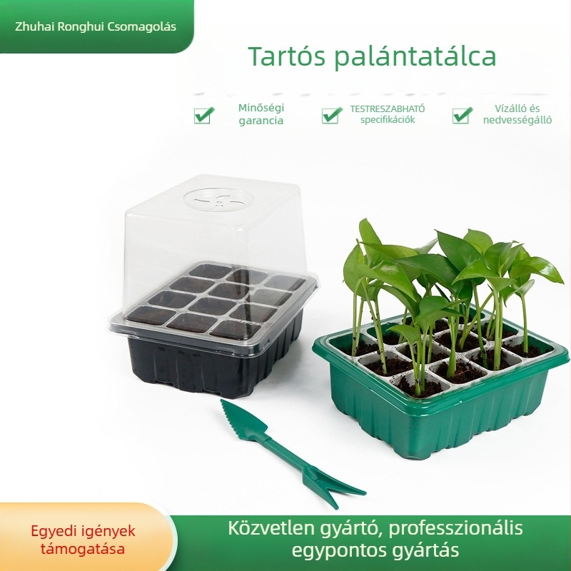 3 részes csíranövényes tálakészlet: 6 rekeszes és 12 rekeszes tálak, légáteresztő műanyag, strapabíró thermoformált konstrukció