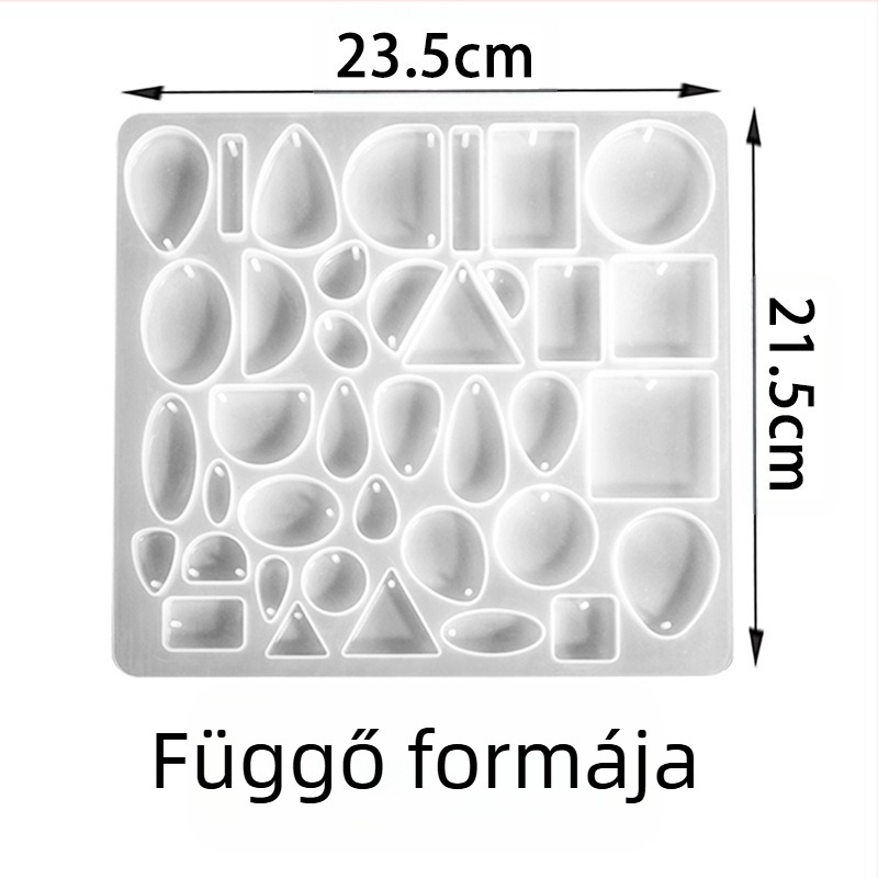 Szilikon gyanta forma ékszerkészítéshez — szabálytalan alakú, megfelelő kulcstartókhoz, medálokhoz és fülbevalókhoz; teljes verzió