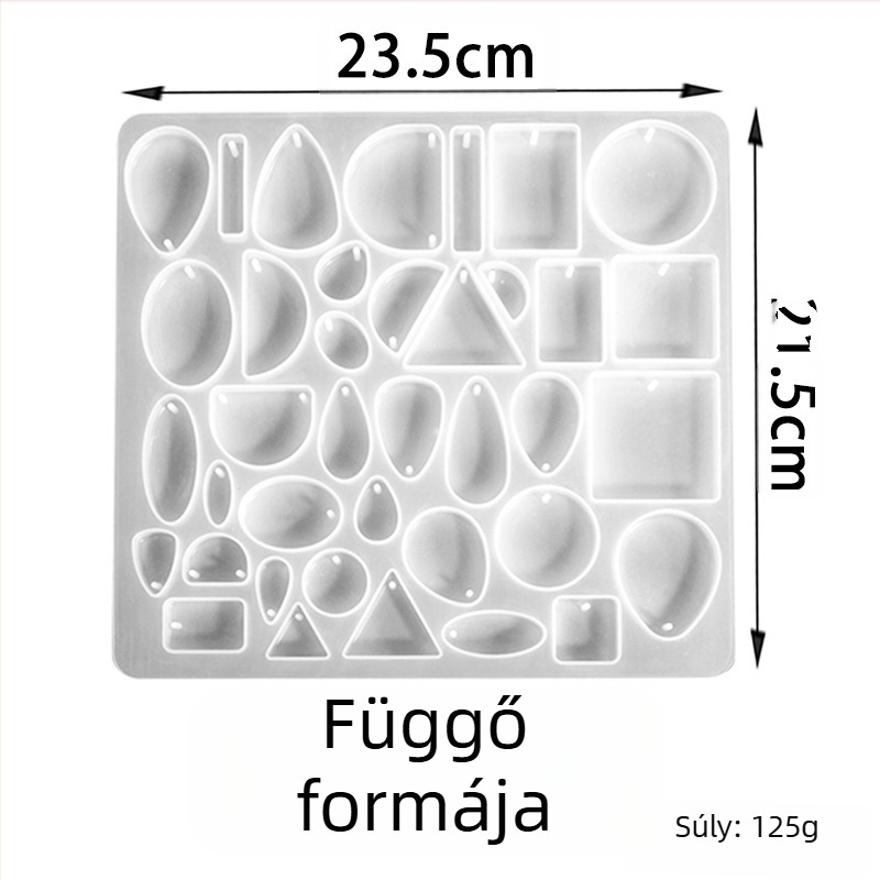 Szilikon gyanta forma ékszerkészítéshez — szabálytalan alakú, megfelelő kulcstartókhoz, medálokhoz és fülbevalókhoz; teljes verzió