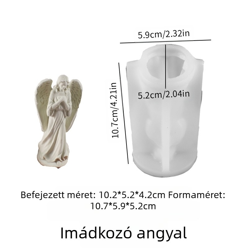 Szilikon angyal gyertyaforma – 3D nem szabályos forma, antik-retro stílus, többfunkciós gyertyákhoz, gipszhez, gyantához és szappanokhoz