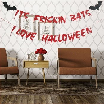 Halloween helyszíni dekorációs kellék papír/filc szalagokkal és zászlókkal; ajándékba is megfelelő; bulikhoz és koncertekhez