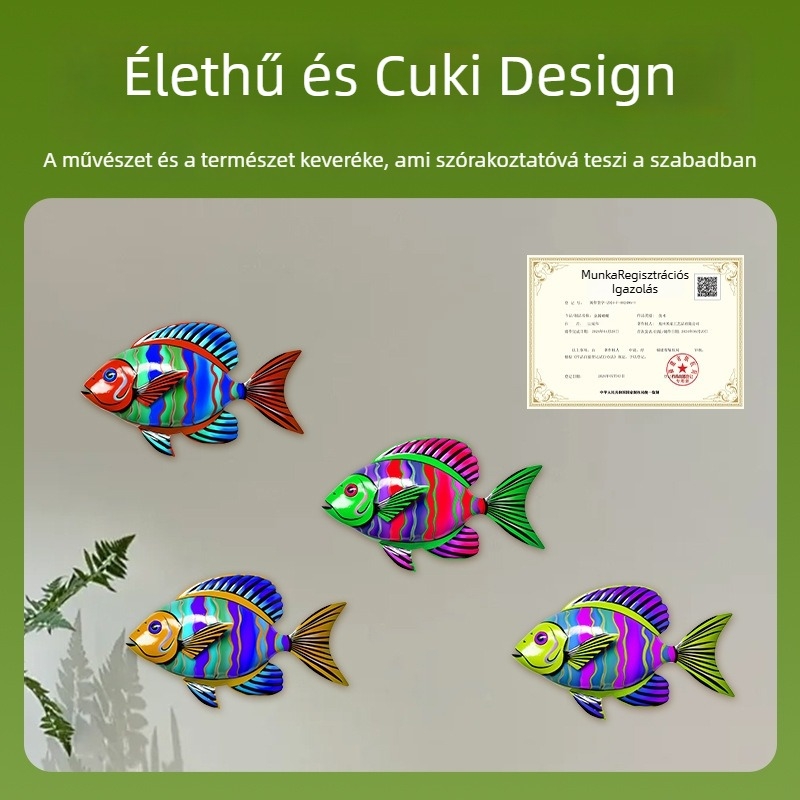 Fém tengeri állatok függő dísze, valósághű hal az akváriumhoz, Mijia Crafts