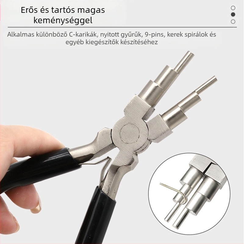Lépcsős körnoses fogó ékszerkészítéshez; hat szakaszos kialakítás; DIY huzalozás és gyöngyözés eszköz