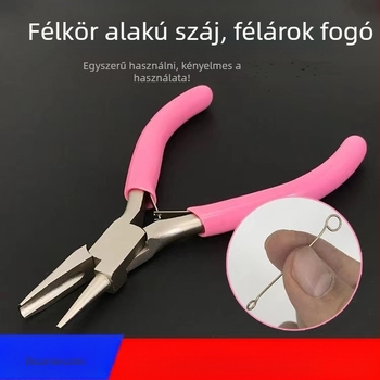 Ékszerész dróthurok fogó görbült állkapcsokkal, hegyes szájjal és félcsatornás hornyolattal