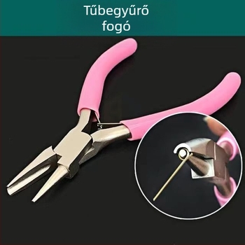 Ékszerész dróthurok fogó görbült állkapcsokkal, hegyes szájjal és félcsatornás hornyolattal