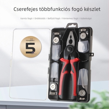 Öt az egyben, cserélhető fejű fogókészlet — vezetékek csupaszítása és vágása, robbanásbiztos, TRP + szénacél, súly 0,85 kg, villanyszerelőknek