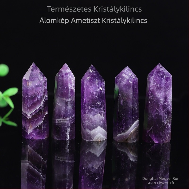 Ametiszt kristályos oszlop, Runguan Jewelry márka, modern minimalista stílus, csomagolás külön PP zacskóban