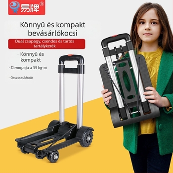 Négykerekű kocsi; összecsukható és hordozható; alumíniumötvözet és műanyag konstrukció; max terhelés 40 kg; Easy Card