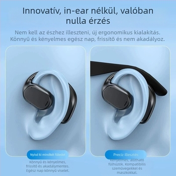 Csontvezetésű vezeték nélküli headset – nyitott fül, akasztós kialakítás, Bluetooth 5.3, 10 m hatótáv, üzemidő >8 óra