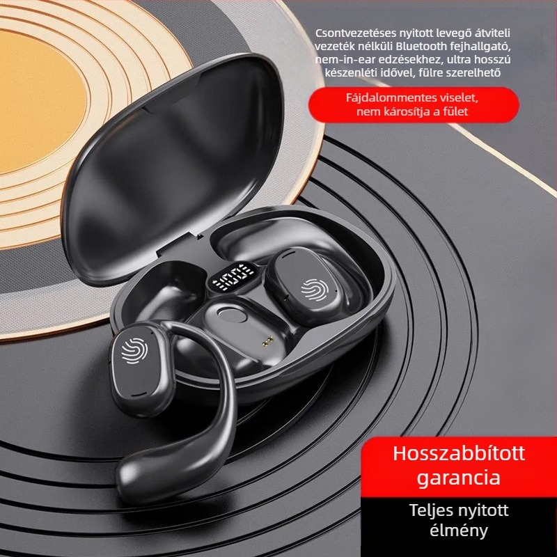 Csontvezetésű vezeték nélküli headset – nyitott fül, akasztós kialakítás, Bluetooth 5.3, 10 m hatótáv, üzemidő >8 óra