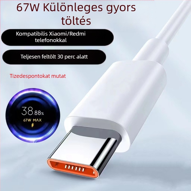 Töltőkábel USB Type-C és Micro USB, gyors töltés (67W max, PVC, egyetlen csatlakozó)