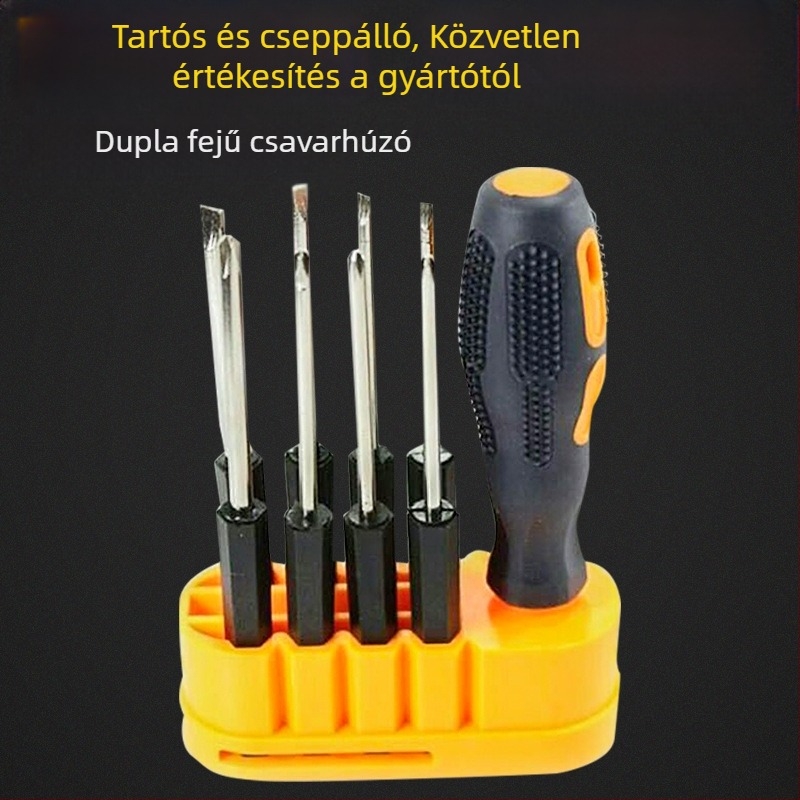 3 részes kézi csavarhúzó készlet: mágneses, izolált, szénacélból; Phillips/lapos fej kettős végű csavarhúzó és Torx bit (Model 01)