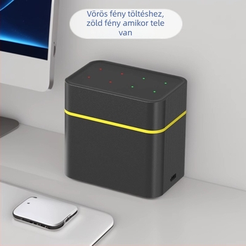 AA akkumulátorokhoz intelligens töltő, 8 rekesz, Type-C csatlakozó, bemenet 5V/2A, kimenet 5V DC 2A