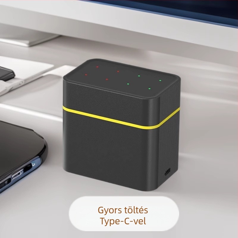 AA akkumulátorokhoz intelligens töltő, 8 rekesz, Type-C csatlakozó, bemenet 5V/2A, kimenet 5V DC 2A