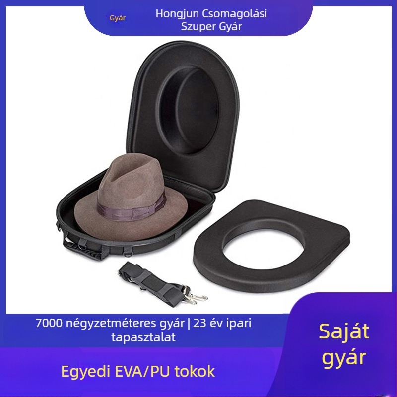 Kauboi kalap tároló táska, hordozható EVA kemény tok, poliészter + EVA, modell HJ0001, teherbírás 3 kg, vízálló