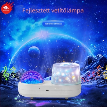 Éjszakai fény Bluetooth-hangszóróval, csillag-projekcióval és vízhullám-efektussal