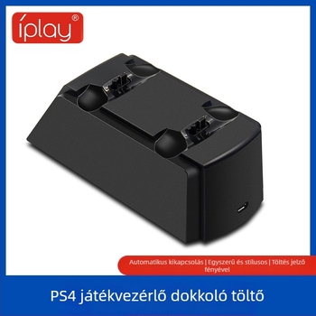 iplay HBP-119 PS4 kontrollertöltő USB-Micro csatlakozóval és forgó LED indikátorral, ABS ház
