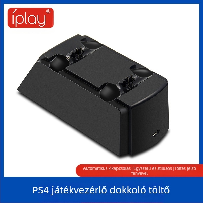 iplay HBP-119 PS4 kontrollertöltő USB-Micro csatlakozóval és forgó LED indikátorral, ABS ház
