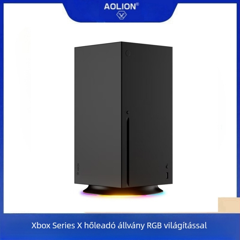 Xbox Series X függőleges állvány RGB világítással, hűtéssel, tárolóval és USB-C interfésszel, ABS anyaggal