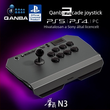 QANBA N3 arcade joystick, USB csatlakozással, PS5/PS4/PC kompatibilis, műanyag ház, e-sport stílus
