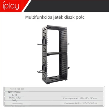 Játéklemezek tároló állvány kezelővel — univerzális a PS4/PS5, Switch és Xbox számára; Modell HBS-259; Anyag ABS; Súly 571 g; Rögzítés: csíptetős